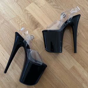 Pleaser 8” pole dance black sandals